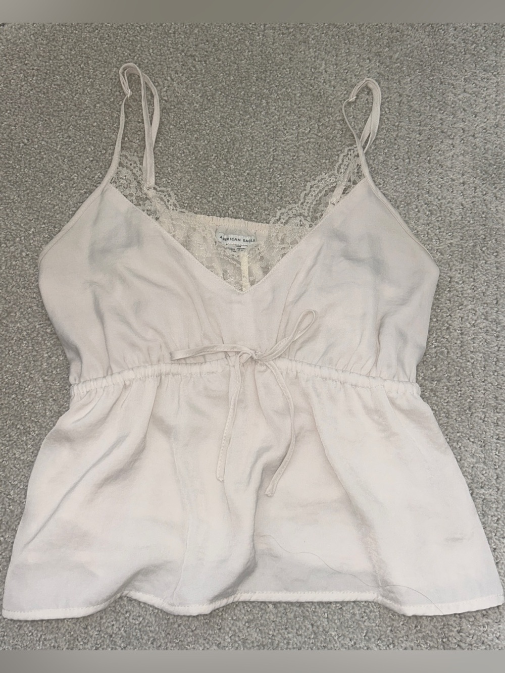 American Eagle Outfitters Lace-Trim Spaghetti Strap Tank Top in Light Pink